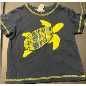 Janie and Jack Boys 18–24 Months Blue Sea Turtle Plaid Shirt GUC